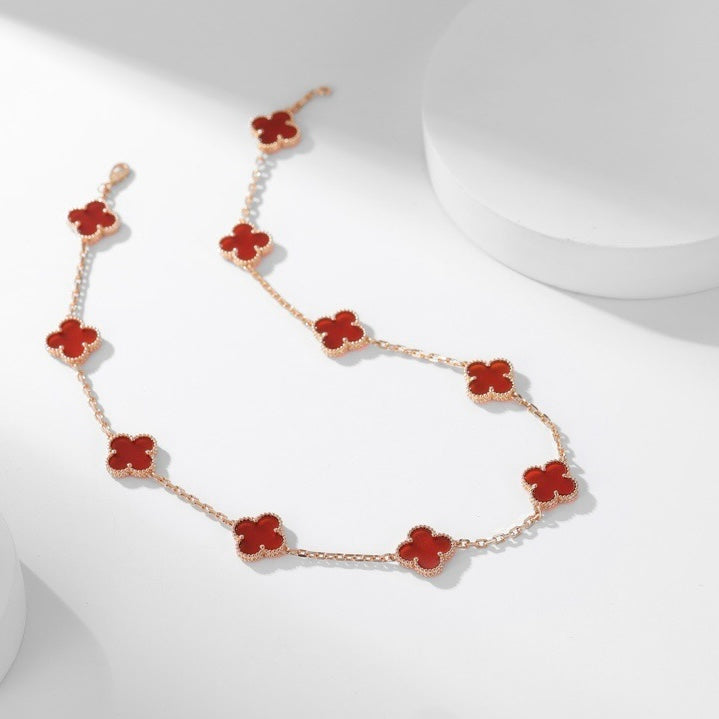 [Elara jewelsry ]CLOVER 10 MOTIFS CARNELIAN NECKLACE