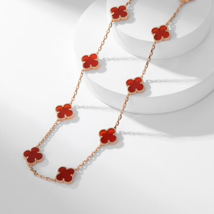 [Elara jewelsry ]CLOVER 10 MOTIFS CARNELIAN NECKLACE