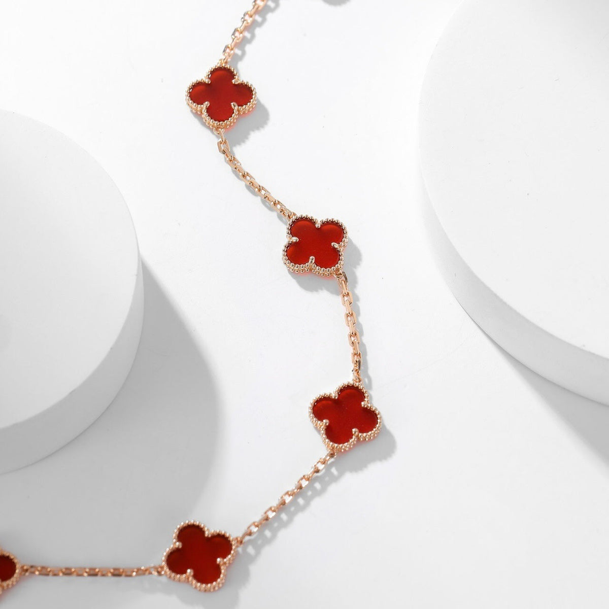 [Elara jewelsry ]CLOVER 10 MOTIFS CARNELIAN NECKLACE