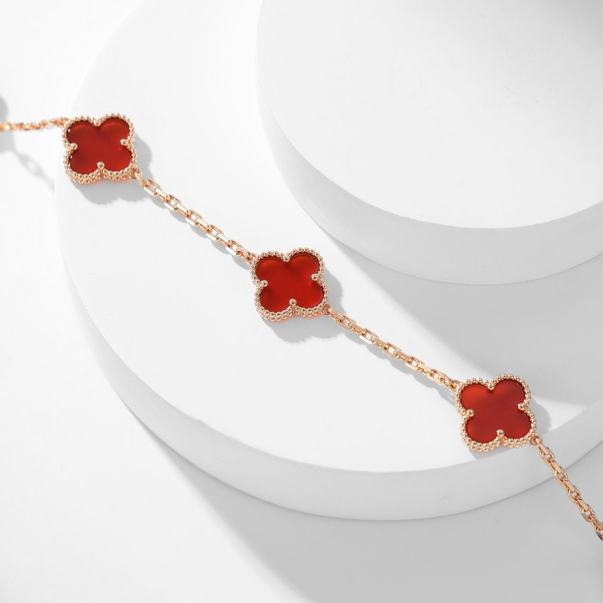 [Elara jewelsry ]CLOVER 10 MOTIFS CARNELIAN NECKLACE