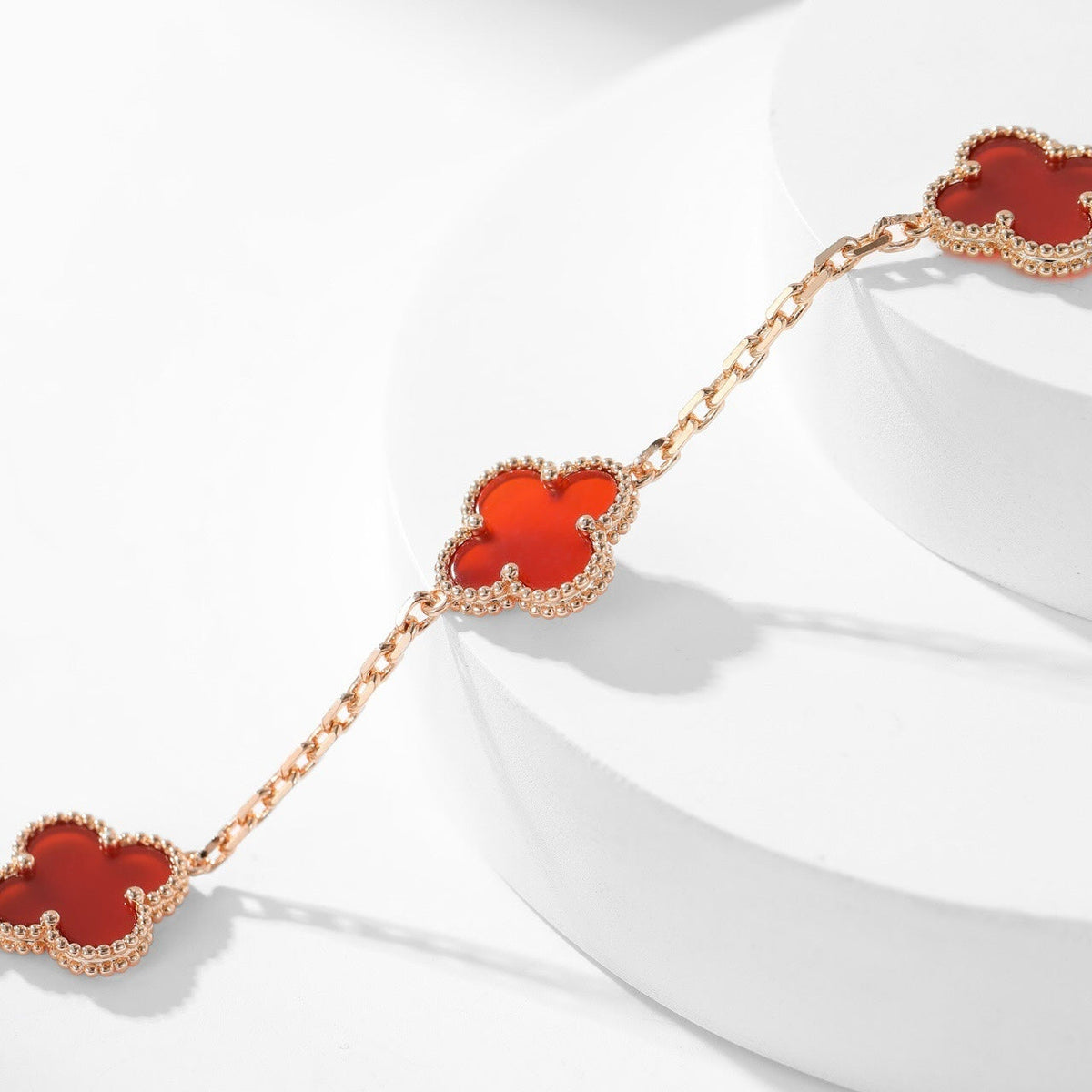 [Elara jewelsry ]CLOVER 10 MOTIFS CARNELIAN NECKLACE
