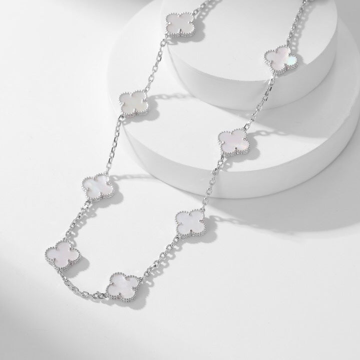 [Elara jewelsry ]CLOVER 10 MOTIFS WHITE MOTHER OF PEARL NECKLACE