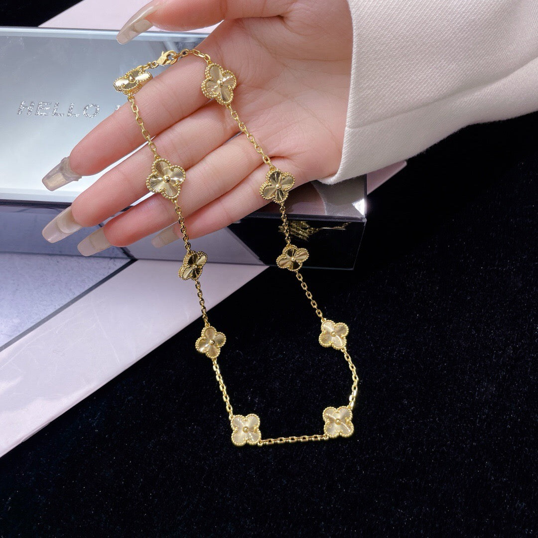 [Elara jewelsry ]CLOVER 10 MOTIFS LASER NECKLACE
