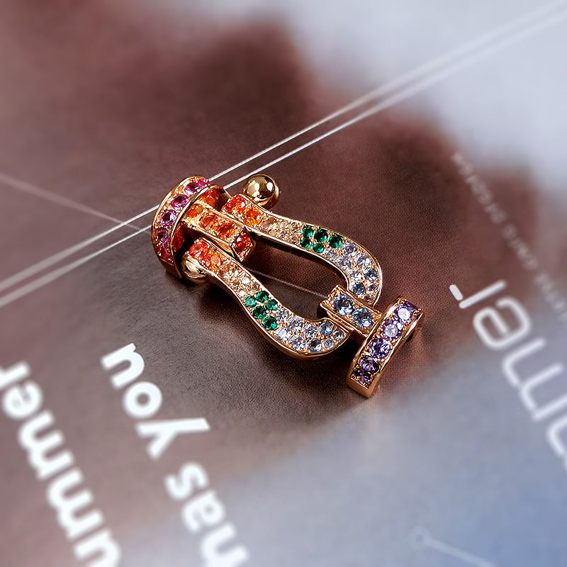 [Elara jewelsry ]FORCE LARGE HORSESHOE  COLORED DIAMOND BRACELET ROSE GOLD