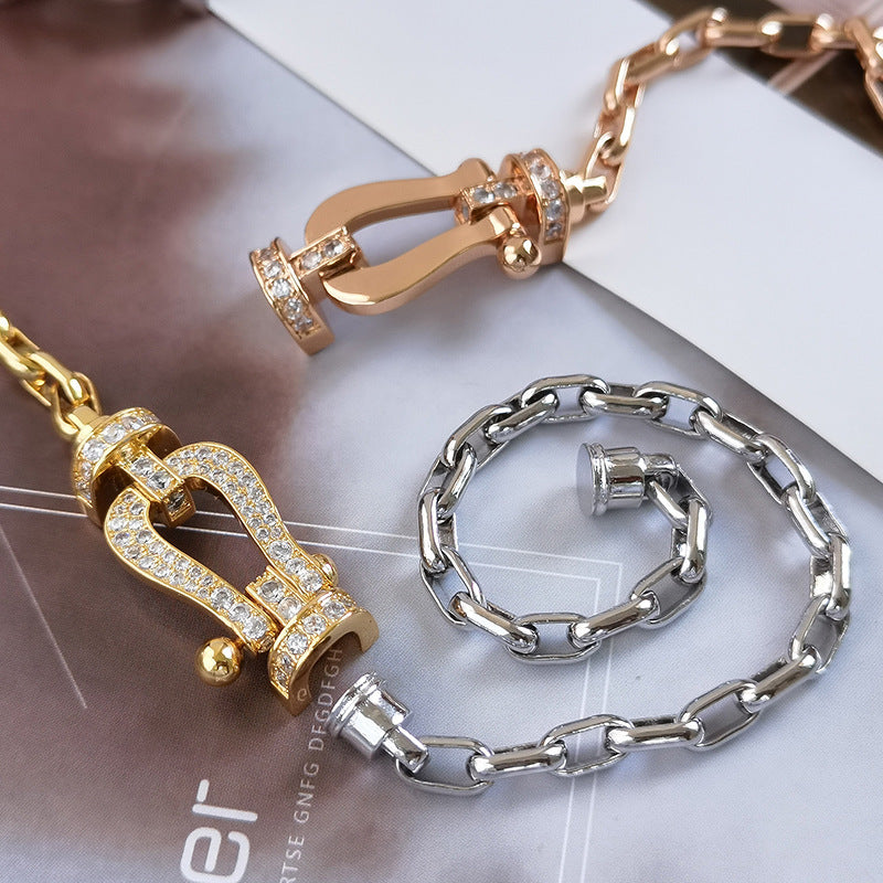 [Elara jewelsry ]FORCE LARGE HORSESHOE CLASP  METAL BRACELET