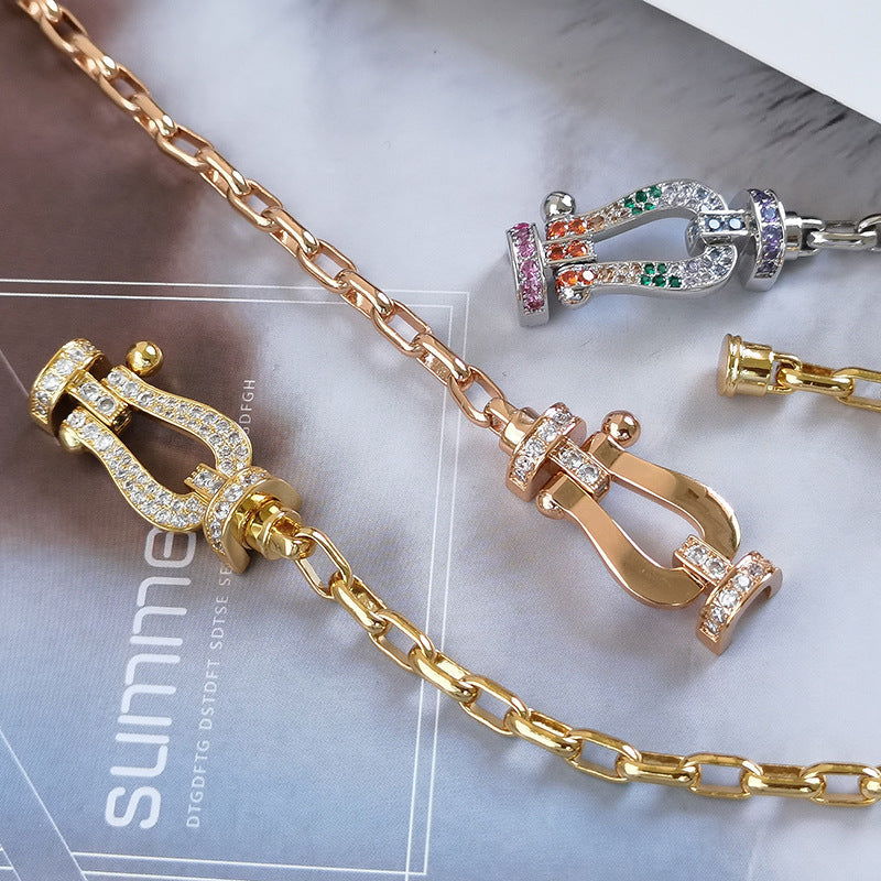 [Elara jewelsry ]FORCE LARGE HORSESHOE CLASP  METAL BRACELET