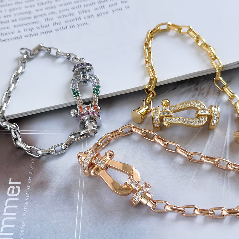 [Elara jewelsry ]FORCE LARGE HORSESHOE CLASP  METAL BRACELET