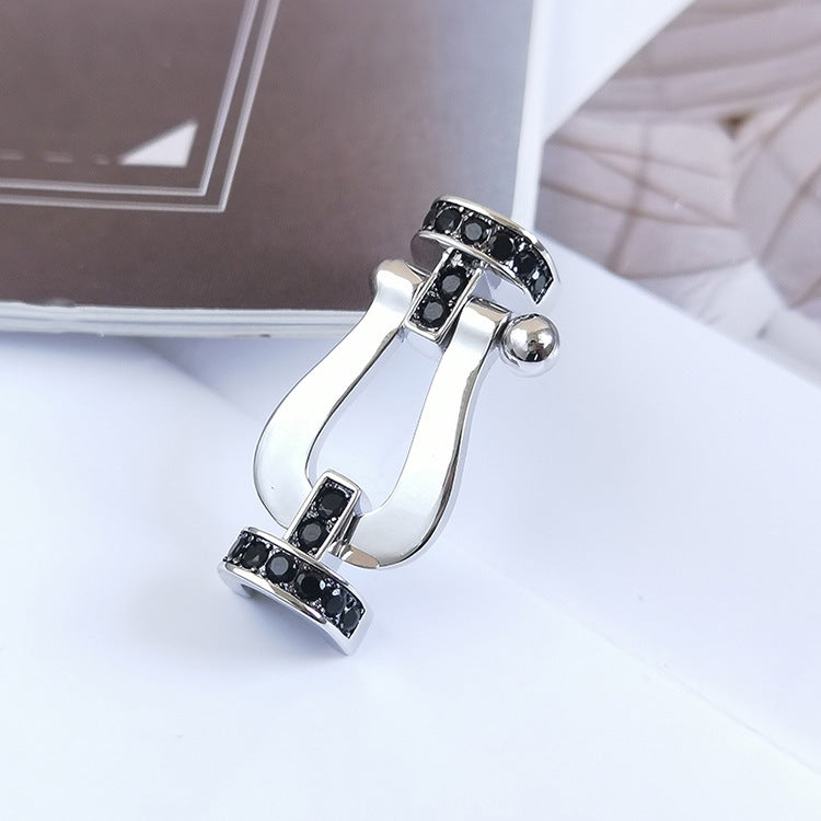 [Elara jewelsry ]FORCE LARGE HORSESHOE BLACK DIAMOND BRACELET SILVER