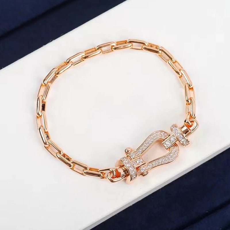 [Elara jewelsry ]FORCE LARGE HORSESHOE CLASP  METAL BRACELET