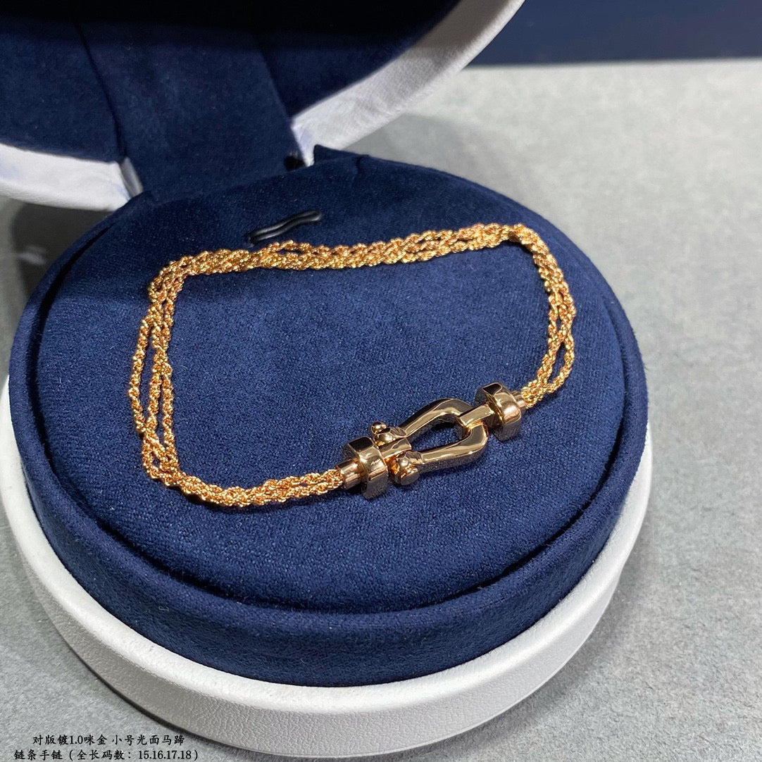 [Elara jewelsry ]FORCE SMALL HORSESHOE  DIAMOND CHAIN ROPE BRACELET