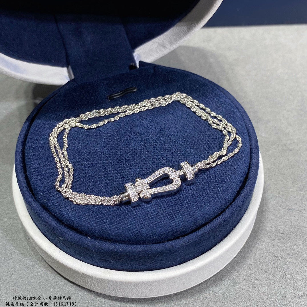 [Elara jewelsry ]FORCE SMALL HORSESHOE  DIAMOND CHAIN ROPE BRACELET