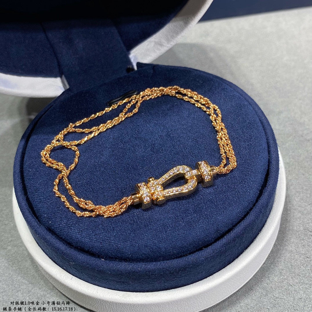 [Elara jewelsry ]FORCE SMALL HORSESHOE  DIAMOND CHAIN ROPE BRACELET