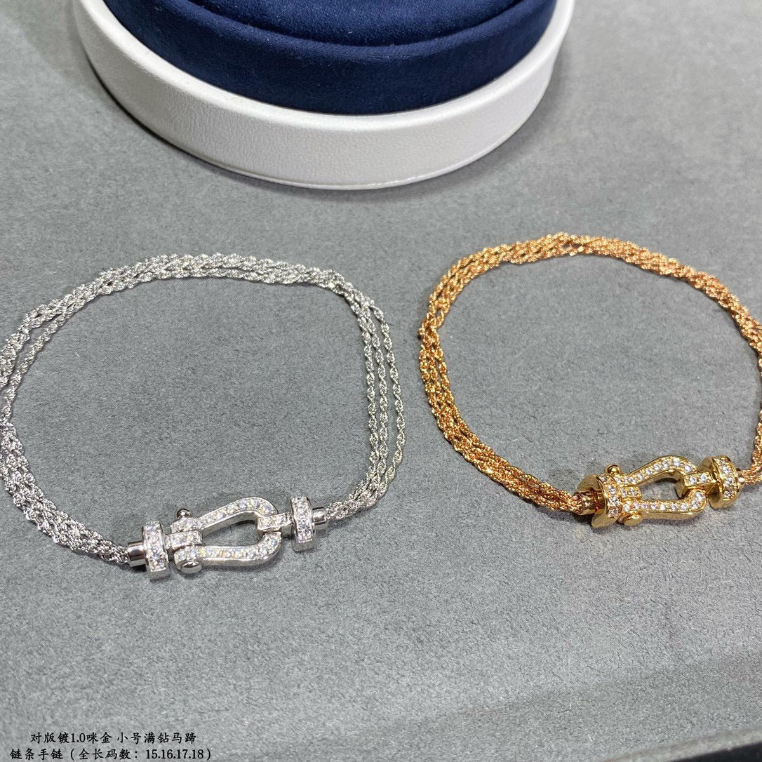 [Elara jewelsry ]FORCE SMALL HORSESHOE  DIAMOND CHAIN ROPE BRACELET