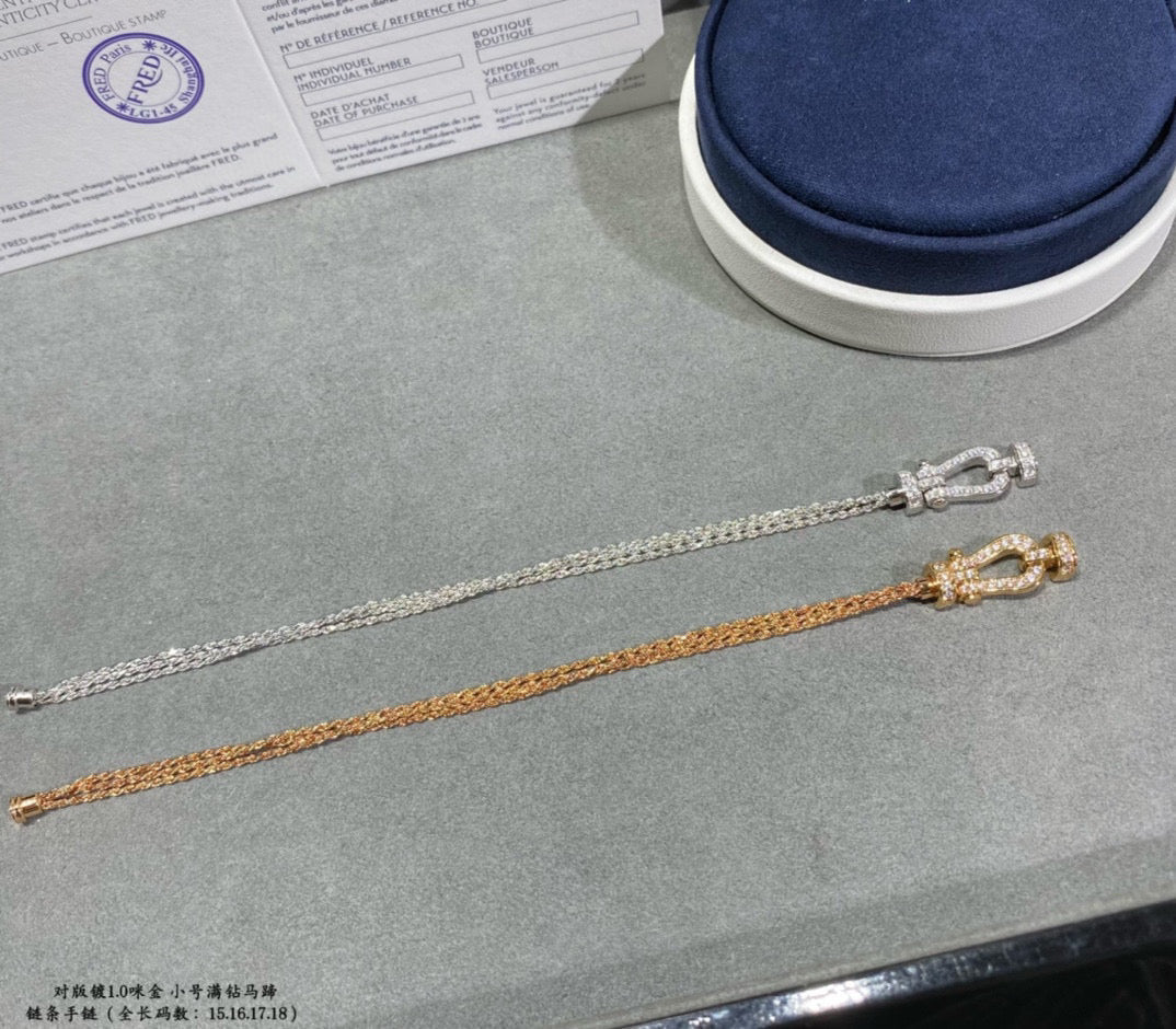 [Elara jewelsry ]FORCE SMALL HORSESHOE  DIAMOND CHAIN ROPE BRACELET