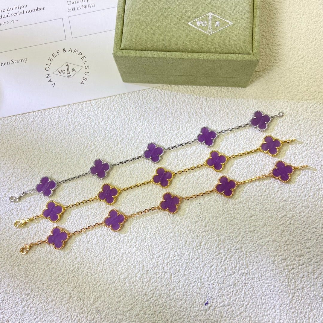 [Elara jewelsry ]CLOVER  5 MOTIFS  PURPLE VIOLET BRACELET