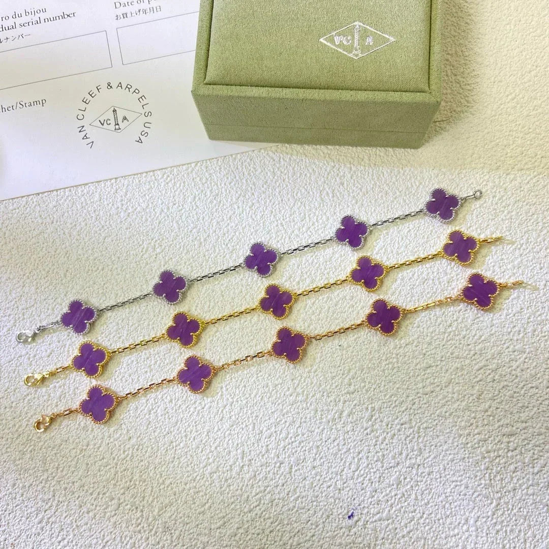 [Elara jewelsry ] CLOVER 5 MOTIF VIOLET BRACELET COLLECTION