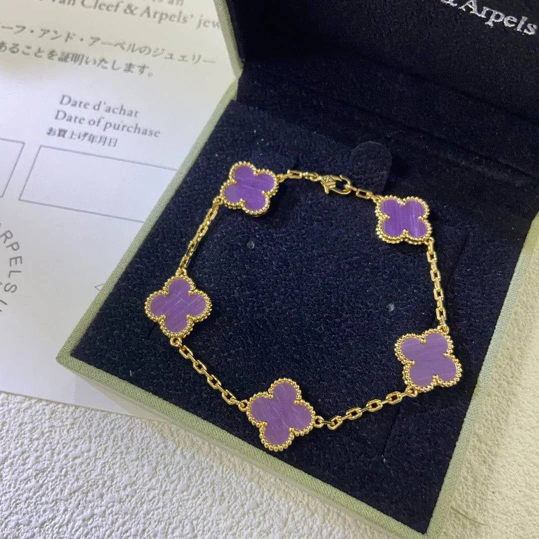 [Elara jewelsry ] CLOVER 5 MOTIF VIOLET BRACELET COLLECTION