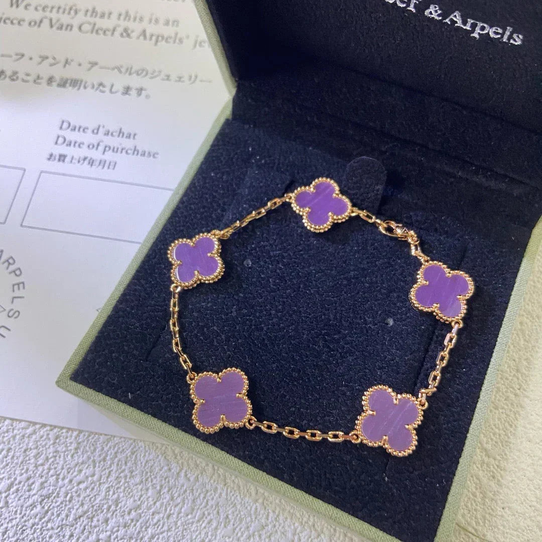 [Elara jewelsry ] CLOVER 5 MOTIF VIOLET BRACELET COLLECTION