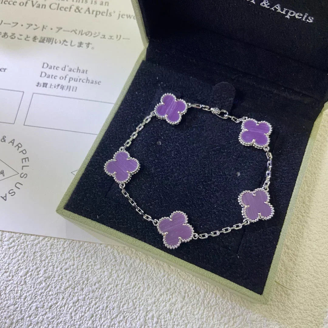 [Elara jewelsry ] CLOVER 5 MOTIF VIOLET BRACELET COLLECTION