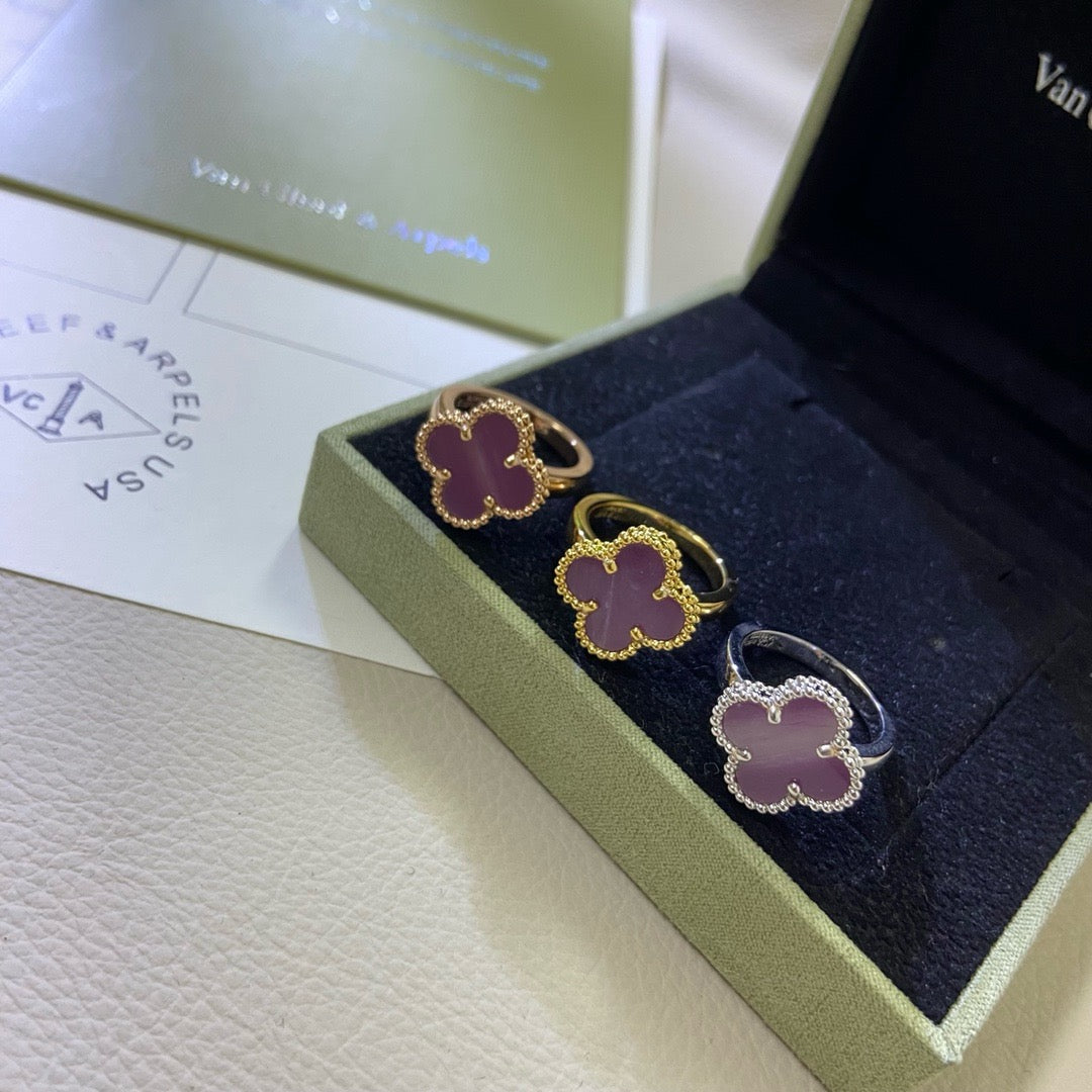 [Elara jewelsry ]CLOVER  PURPLE VIOLET RING