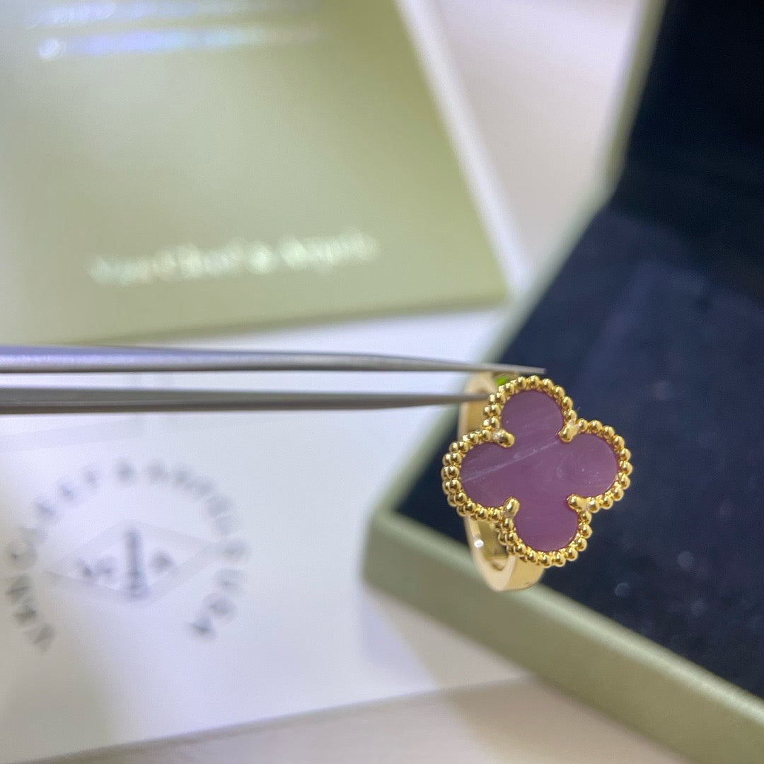 [Elara jewelsry ]CLOVER  PURPLE VIOLET RING