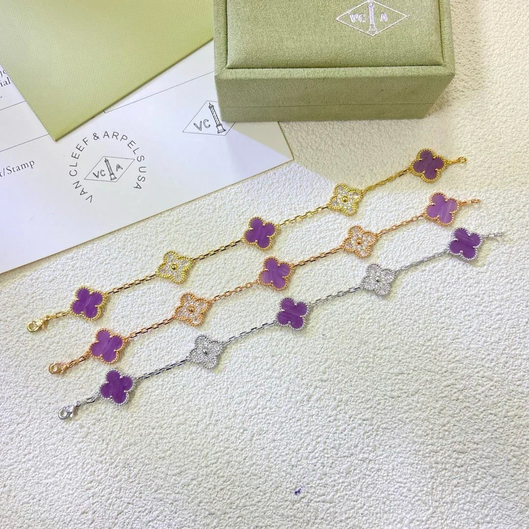 [Elara jewelsry ] CLOVER 5 MOTIF VIOLET BRACELET COLLECTION