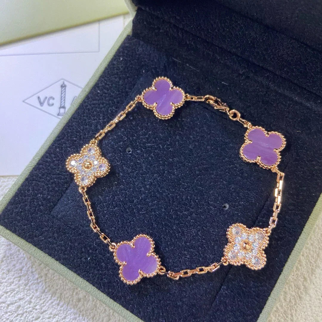 [Elara jewelsry ] CLOVER 5 MOTIF VIOLET BRACELET COLLECTION