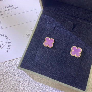 [Elara jewelsry ]CLOVER MINI 9.5MM  PURPLE VIOLET EARRINGS