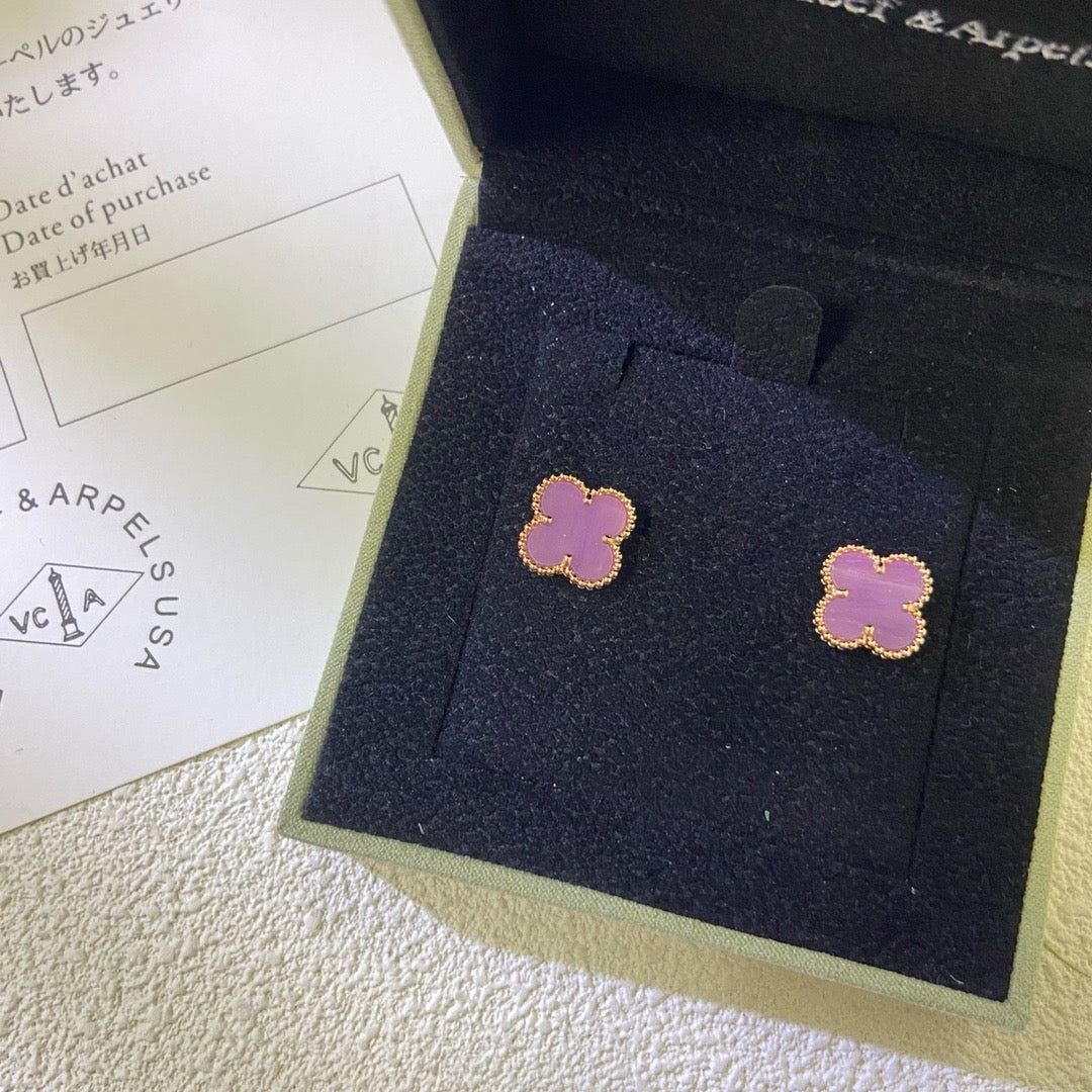 [Elara jewelsry ]CLOVER MINI 9.5MM  PURPLE VIOLET EARRINGS