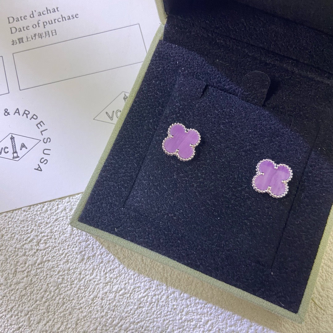 [Elara jewelsry ]CLOVER MINI 9.5MM  PURPLE VIOLET EARRINGS