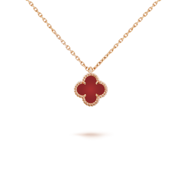 [Elara jewelsry ]CLOVER MINI 9.5MM WHITE CARNELIANS NECKLACE