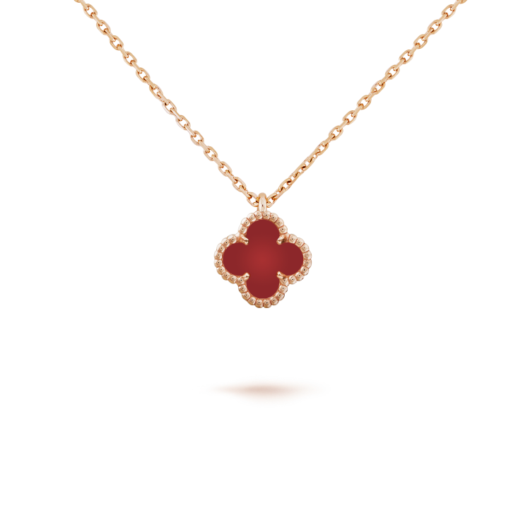[Elara jewelsry ]CLOVER MINI 9.5MM WHITE CARNELIANS NECKLACE