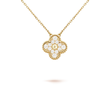 [Elara jewelsry ]CLOVER 15MM DIAMOND SINGLE FLOWER NECKLACE