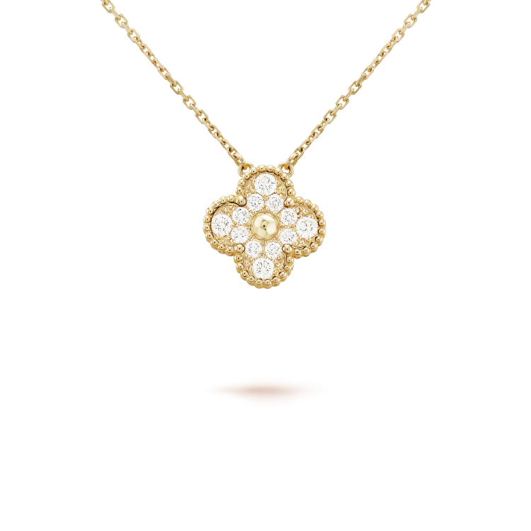 [Elara jewelsry ]CLOVER 15MM DIAMOND SINGLE FLOWER NECKLACE