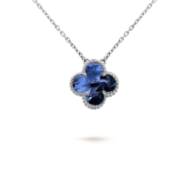 [Elara jewelsry ]CLOVER 15MM PIETERSITE NECKLACE SILVER