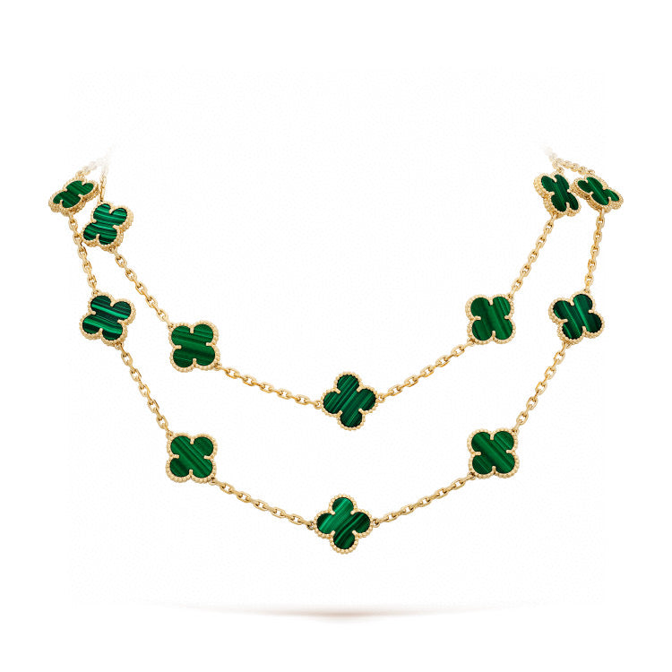 [Elara jewelsry ]CLOVER 20 MOTIFS MALACHITE GOLD