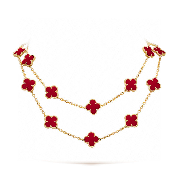 [Elara jewelsry ]CLOVER 20 MOTIFS CARNELIAN NECKLACE
