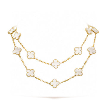 [Elara jewelsry ]CLOVER 20 MOTIFS WHITE MOP NECKLACE