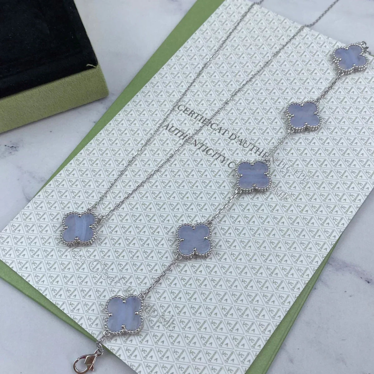 [Elara jewelsry ] CLOVER 5 MOTIF PURPLE CHALCEDONY BRACELET COLLECTION
