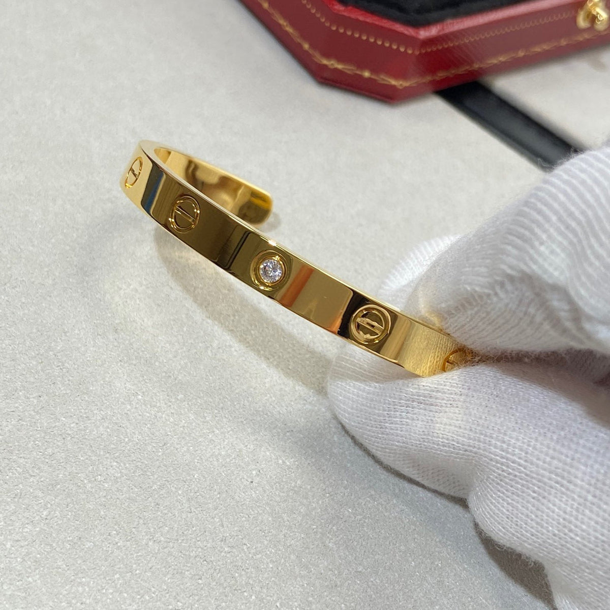 [Elara jewelsry ]LOVE BRACELET 6.1MM 1 DIAMOND OPEN CUFF