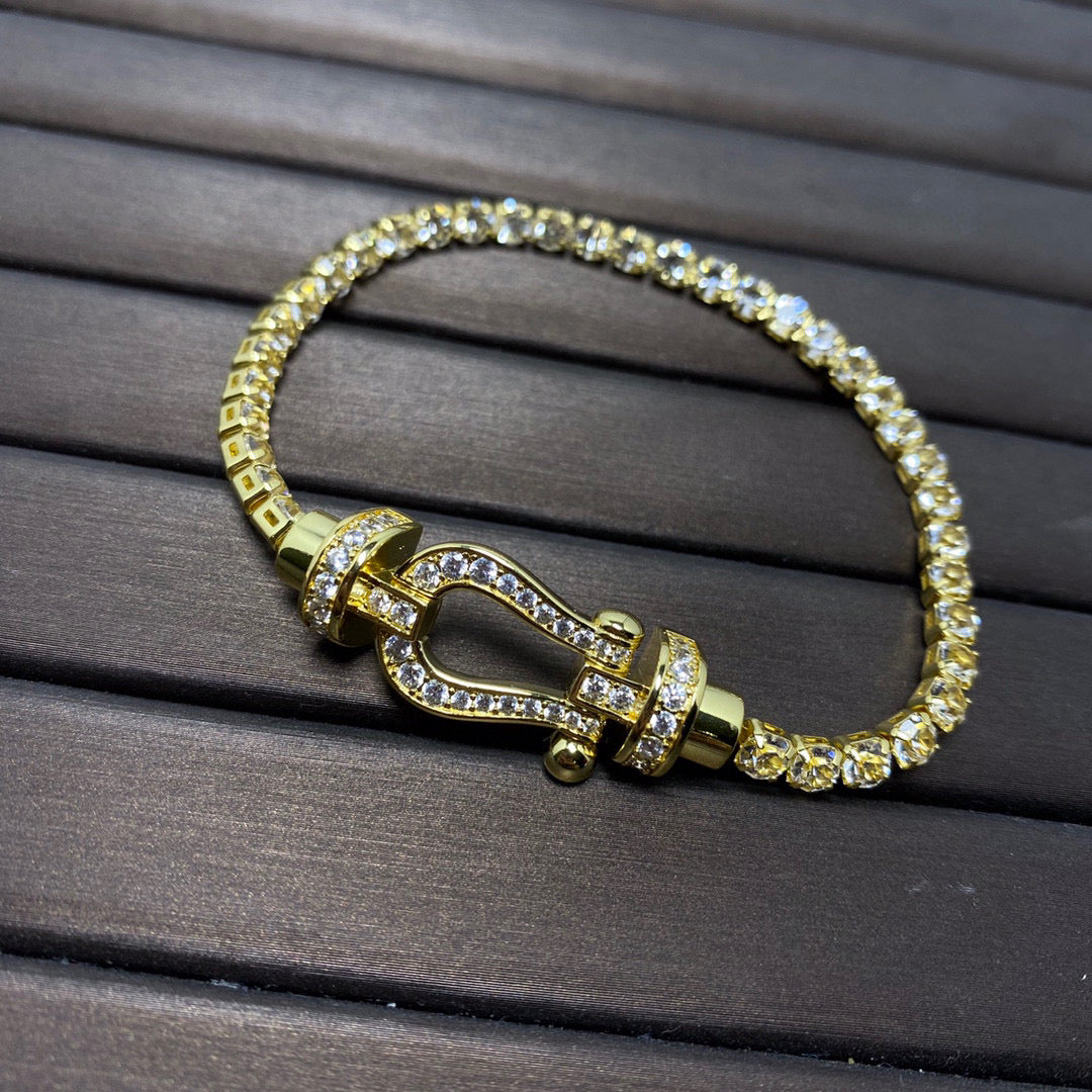 [Elara jewelsry ]FORCE  LARGE HORSESHOE FULL DIAMOND TENNIS BRACELET