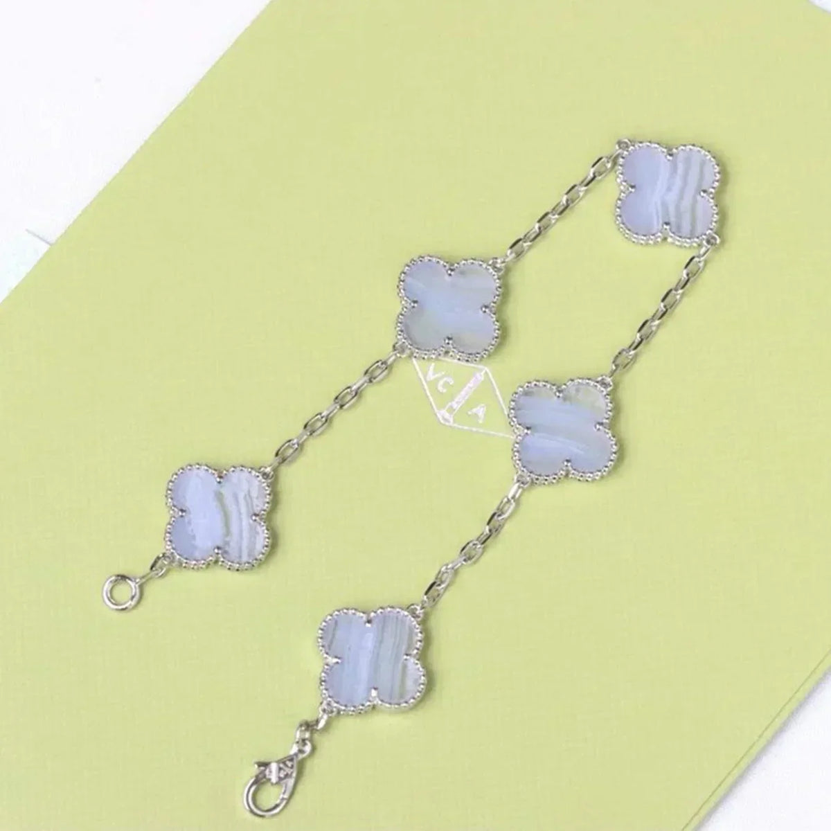 [Elara jewelsry ] CLOVER 5 MOTIF PURPLE CHALCEDONY BRACELET COLLECTION