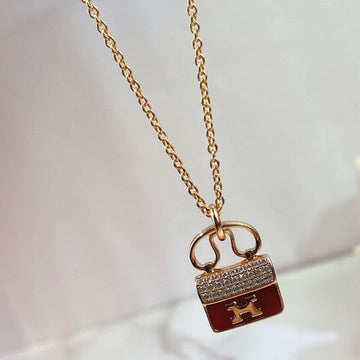 [Elara jewelsry ]CONSTANCE RED PEDANT PINK GOLD NECKLACE