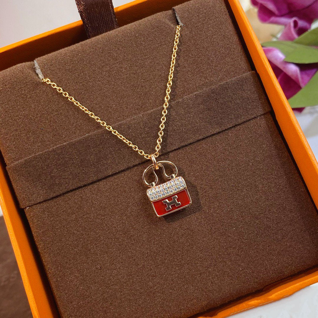 [Elara jewelsry ]CONSTANCE RED PEDANT PINK GOLD NECKLACE
