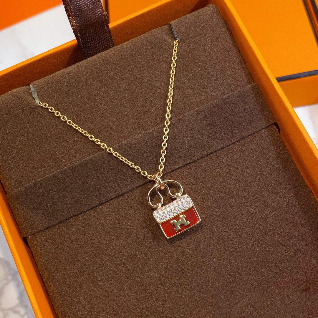 [Elara jewelsry ]CONSTANCE RED PEDANT PINK GOLD NECKLACE