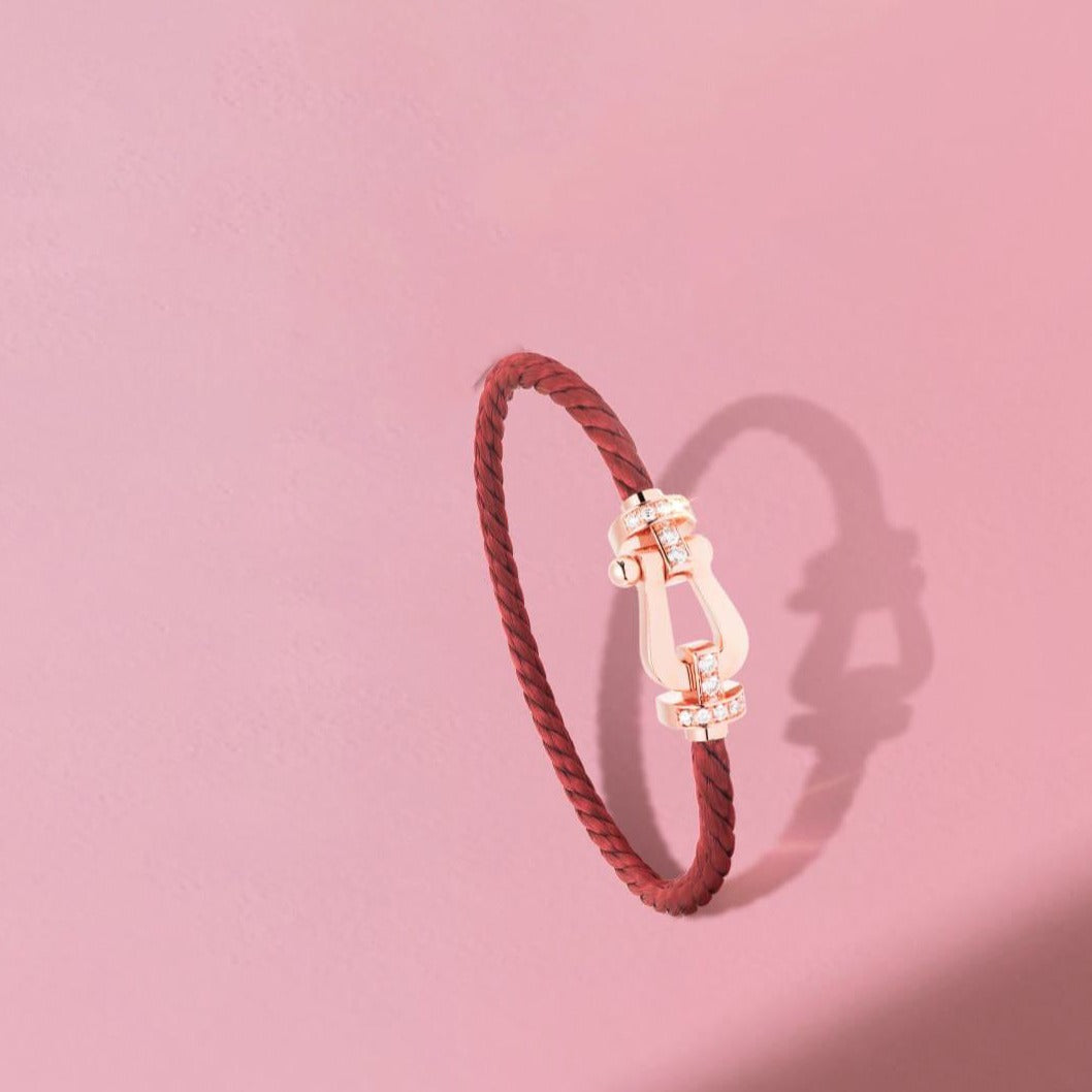 [Elara jewelsry ]FORCE 10 HALF DIAMOND PINK GOLD RED CORDERI LARGE AND MEDIUM MODEL