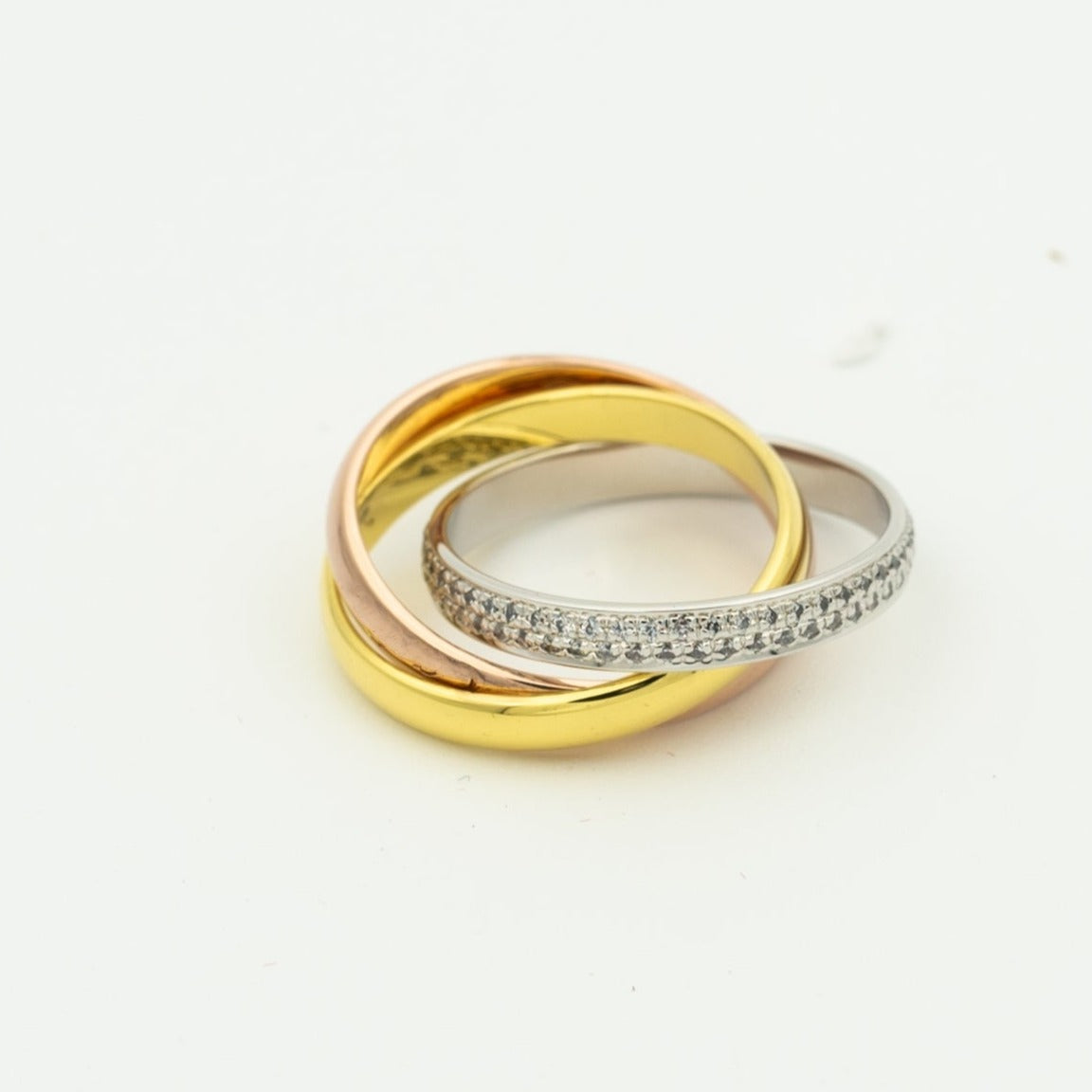 [Elara jewelsry ]TRINITY RING GOLD PINK GOLD SILVER DIAMONDS