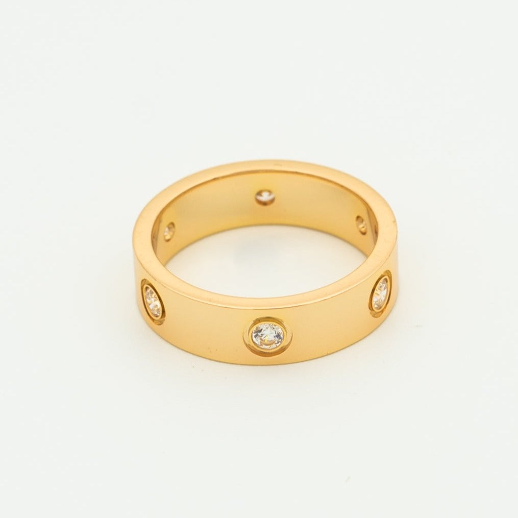 [Elara jewelsry ]LOVE RING 5.5MM 6 DIAMONDS PINK GOLD