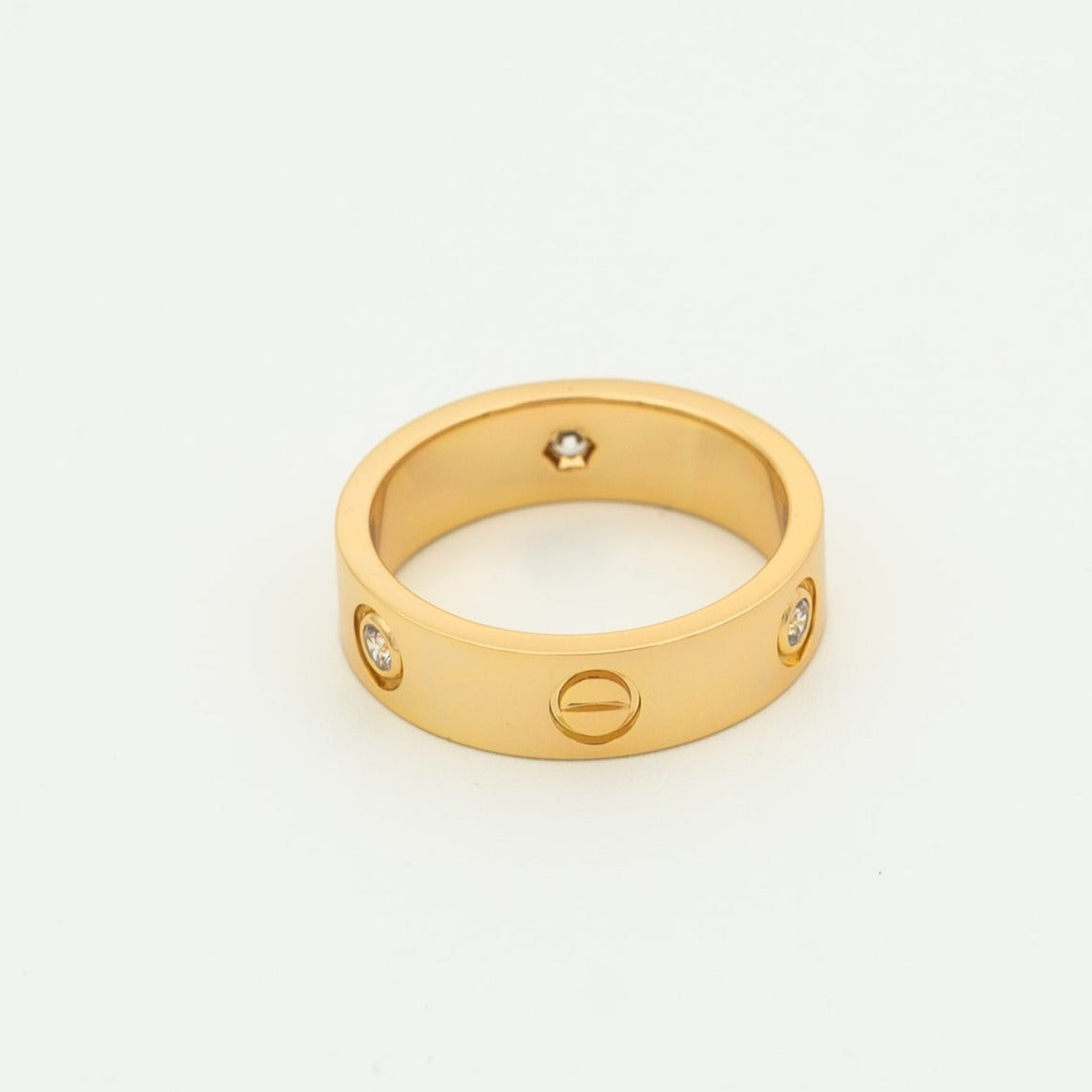 [Elara jewelsry ]LOVE RING 5.5MM 3 DIAMONDS PINK GOLD