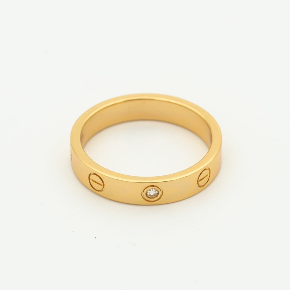 [Elara jewelsry ]LOVE RING 4MM 1 DIAMOND PINK GOLD